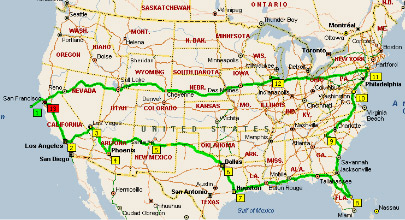 Divas For A Cure Cross Country Route for 2006