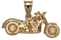 14k Yellow Gold Satin Diamond-cut Motorcycle Charm