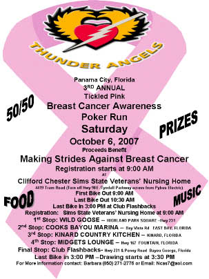 Thunder Angesl Panama City, FL 3rd Annual Tickled Pink Breast Cancer Awareness Poker Run